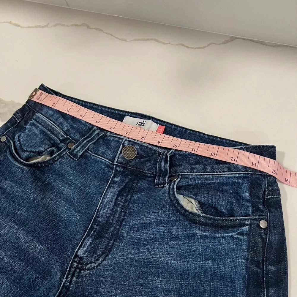 CAbi Womens Jeans Tuxedo High Rise Straight Leg Stretch Denim Blue Size 6-FLAWED
